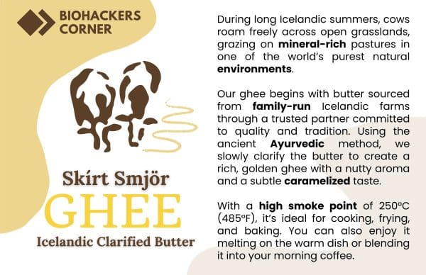 Ghee, skírt smjör úr grasfóðruðum íslenskum kúm. 50 ml, 100 ml, 200 ml og 400 ml - Image 2